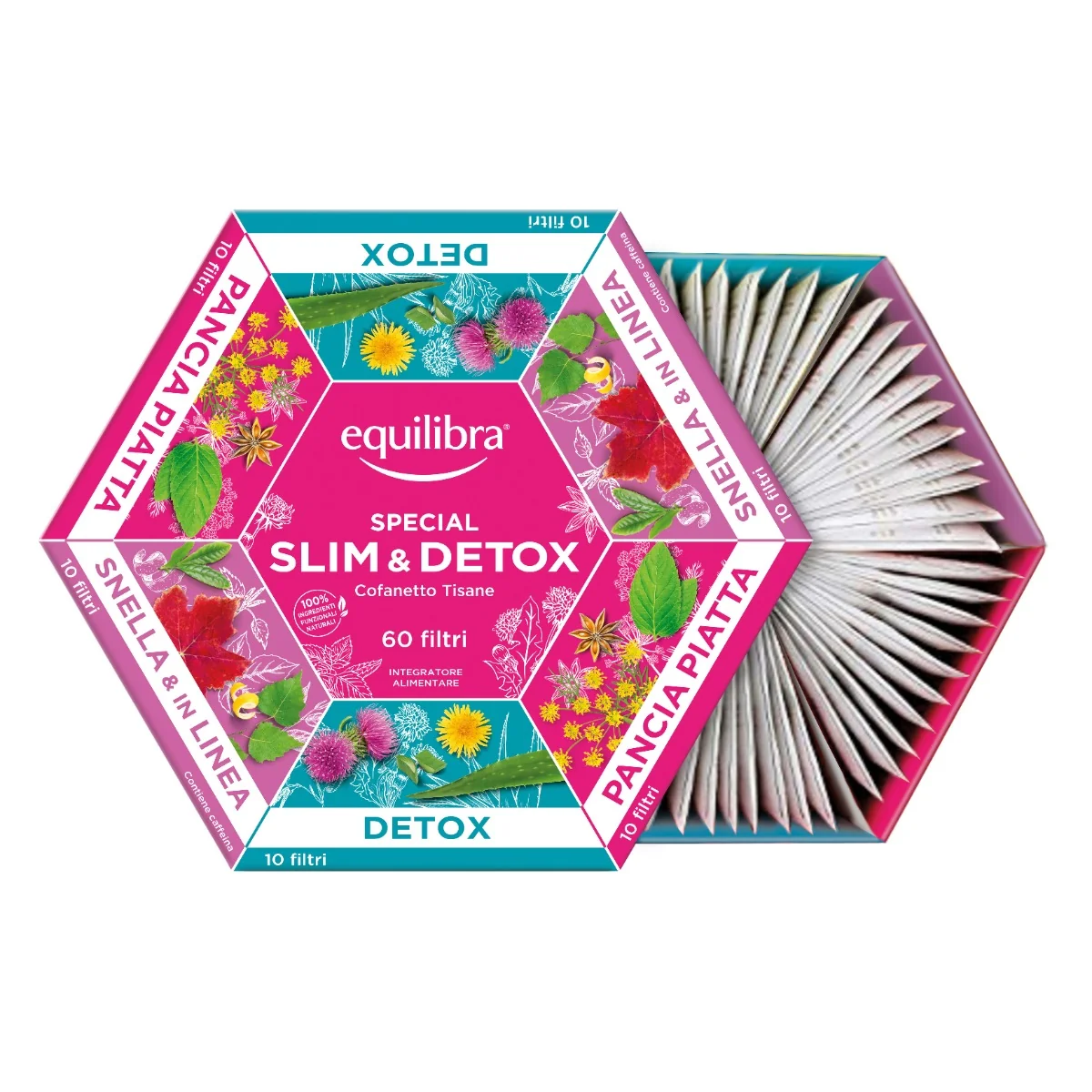 Equilibra Cofanetto Tisane Slim & Detox 60 filtri Tisane per il Benessere del Corpo