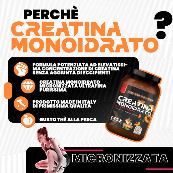 T-Rex Creatina Monoidrato The' Alla Pesca 250 G Attività Sportiva