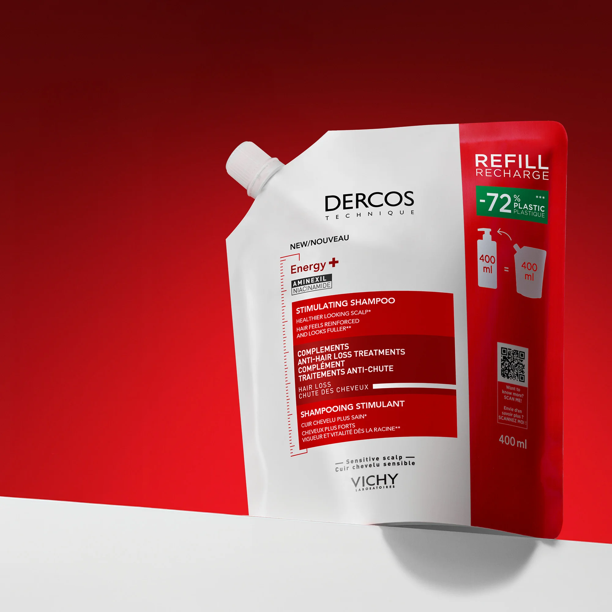 Dercos Technique Shampoo Energizzante Refill 400 Ml Aiuta a Contrastare la Caduta dei Capelli