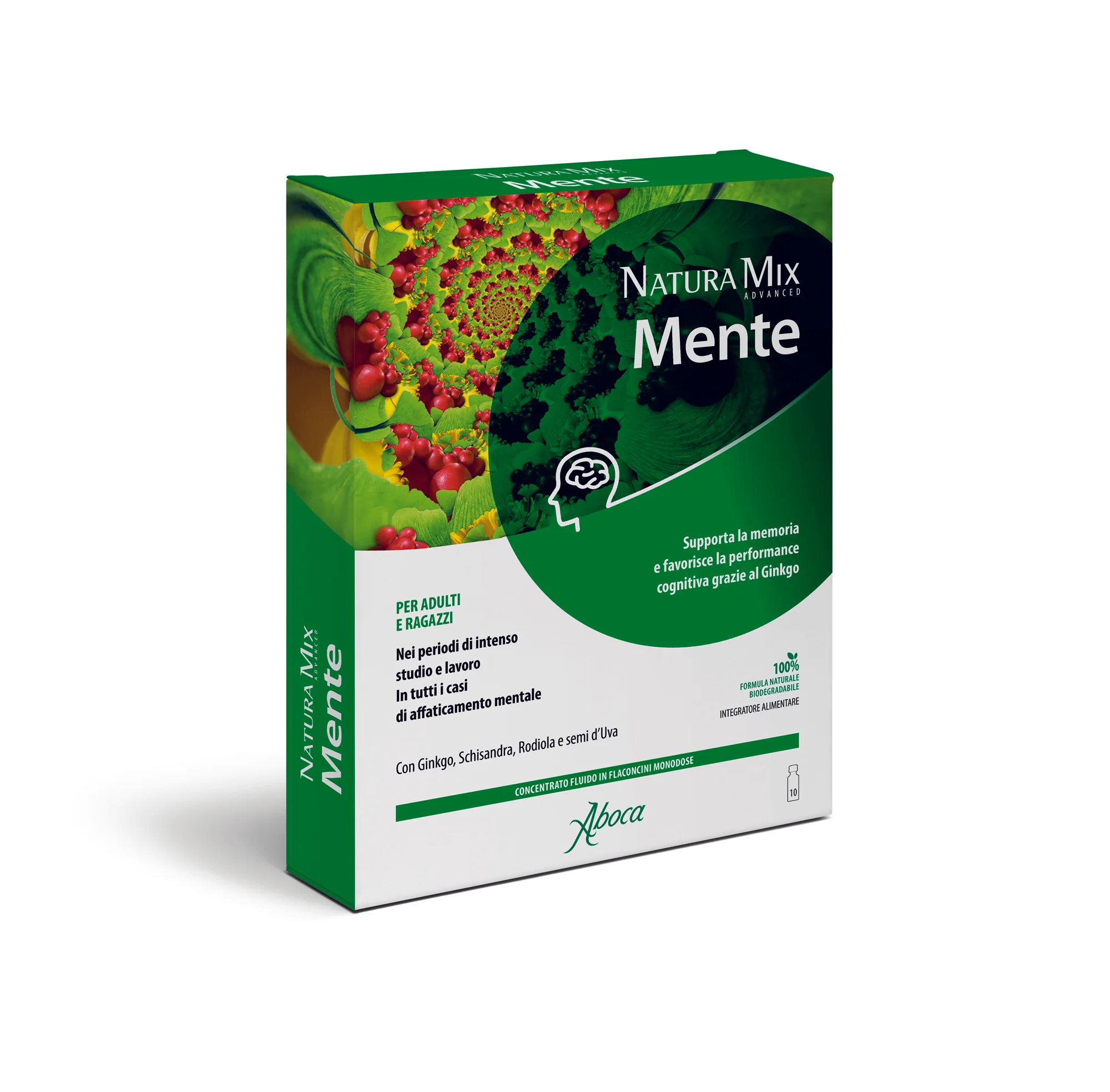 Natura Mix Advanced Aboca Mente 10 Flaconcini 150 g Mente e Stress