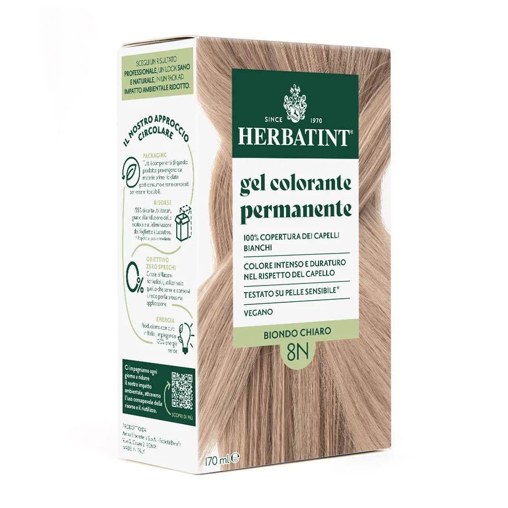 Herbatint Gel Colorante Permanente 8N Biondo Chiaro 170 Ml Colore Intenso e Duraturo