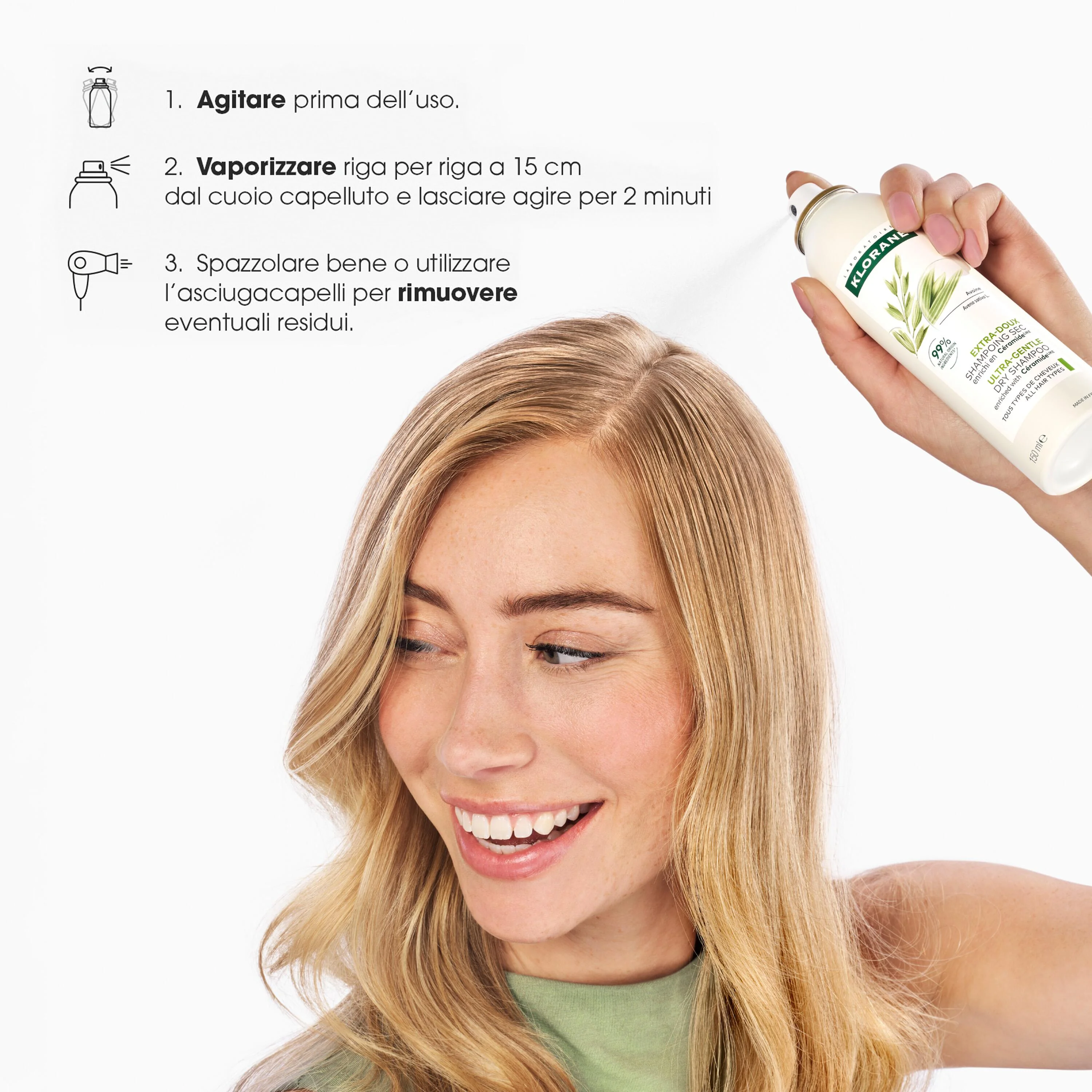 Klorane Shampoo Secco Extra-Delicato all’Avena & Ceramideᴸᴵᴷᴱ 150 ml Tutti i Tipi di Capelli