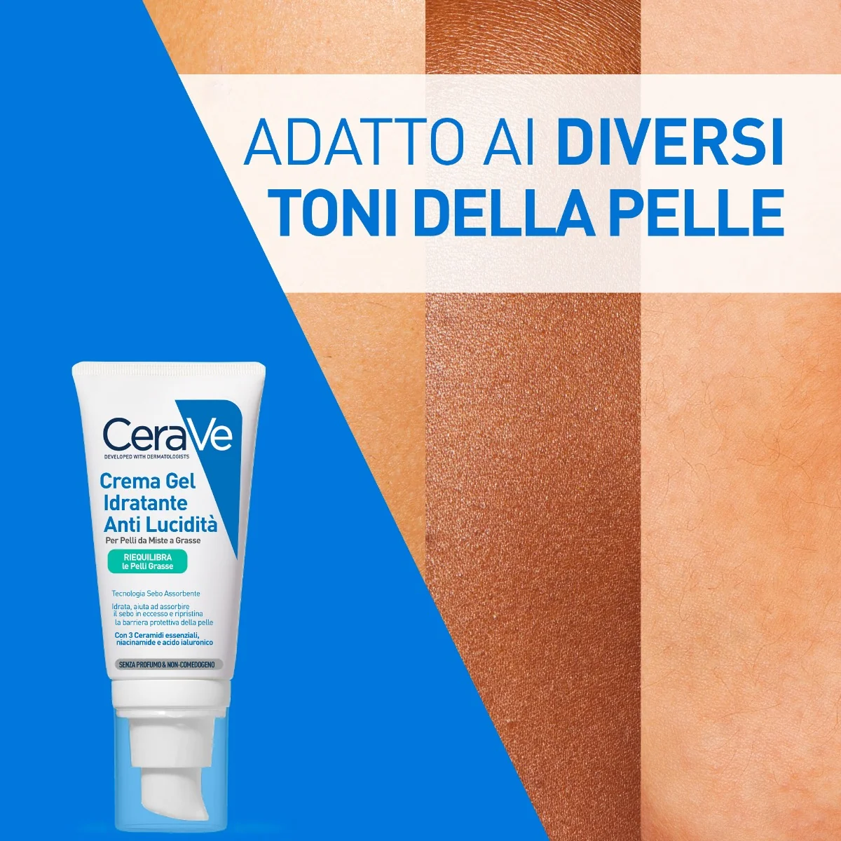 Cerave Crema Viso Idratante Mat 52 Ml Pelli da Miste a Grasse