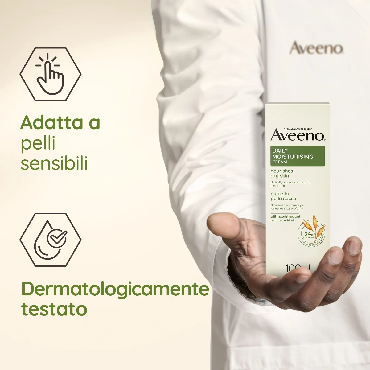 Aveeno Daily Moisturising Crema Idratante 100 ml Crema Corpo per Pelli da Normali a Secche