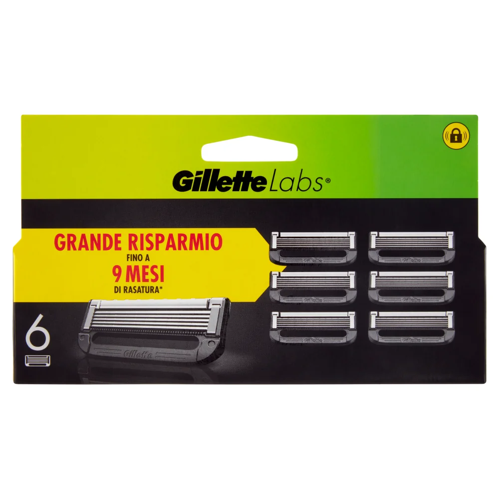 Gillette Labs Lame 6 Pezzi Lame di Ricambio per Rasatura di Alta Qualità