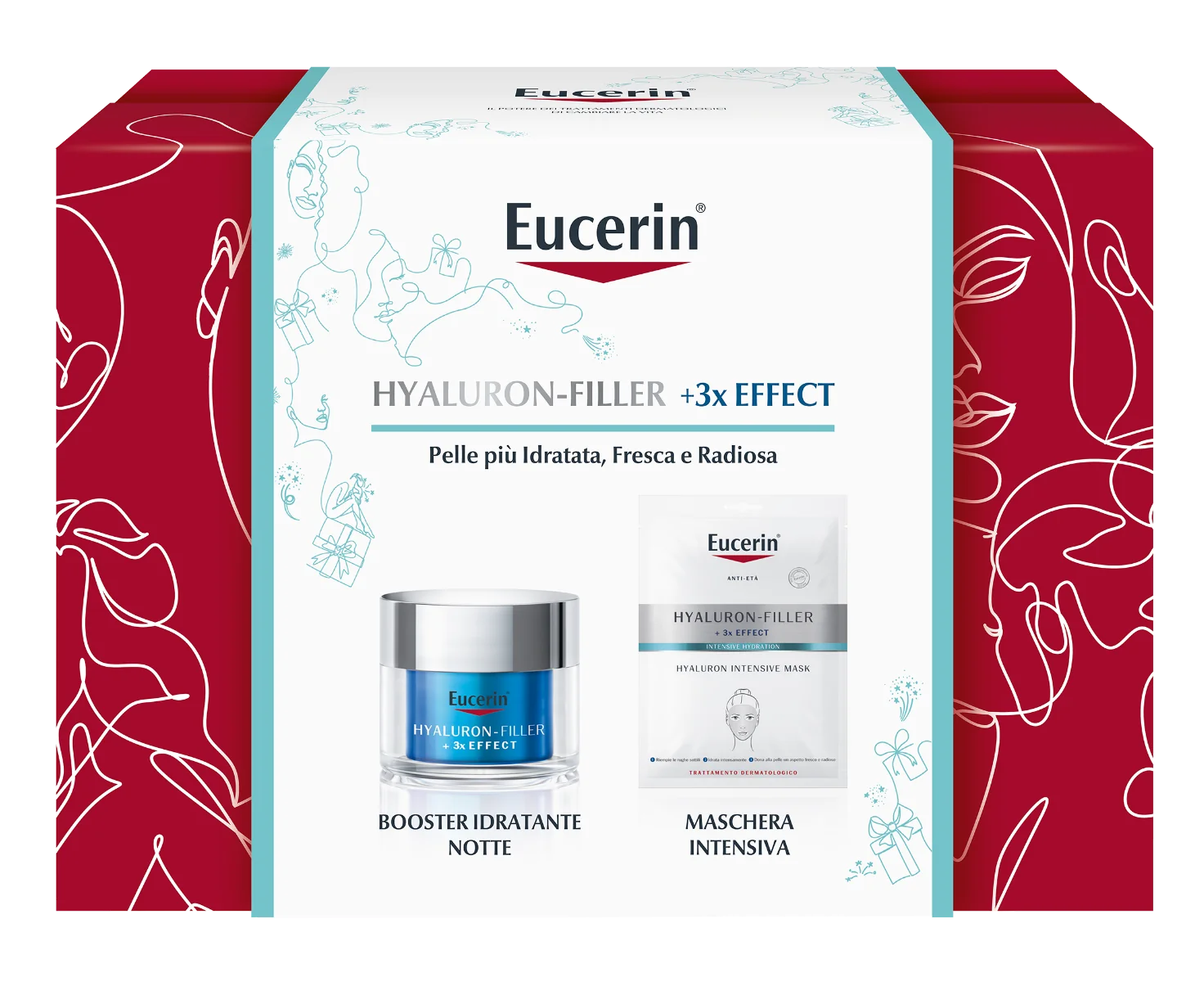 Eucerin hyaluron-filler maschera intensiva+ Eucerin hyaluron filler crema booster idratante notte Cofanetto anti-età