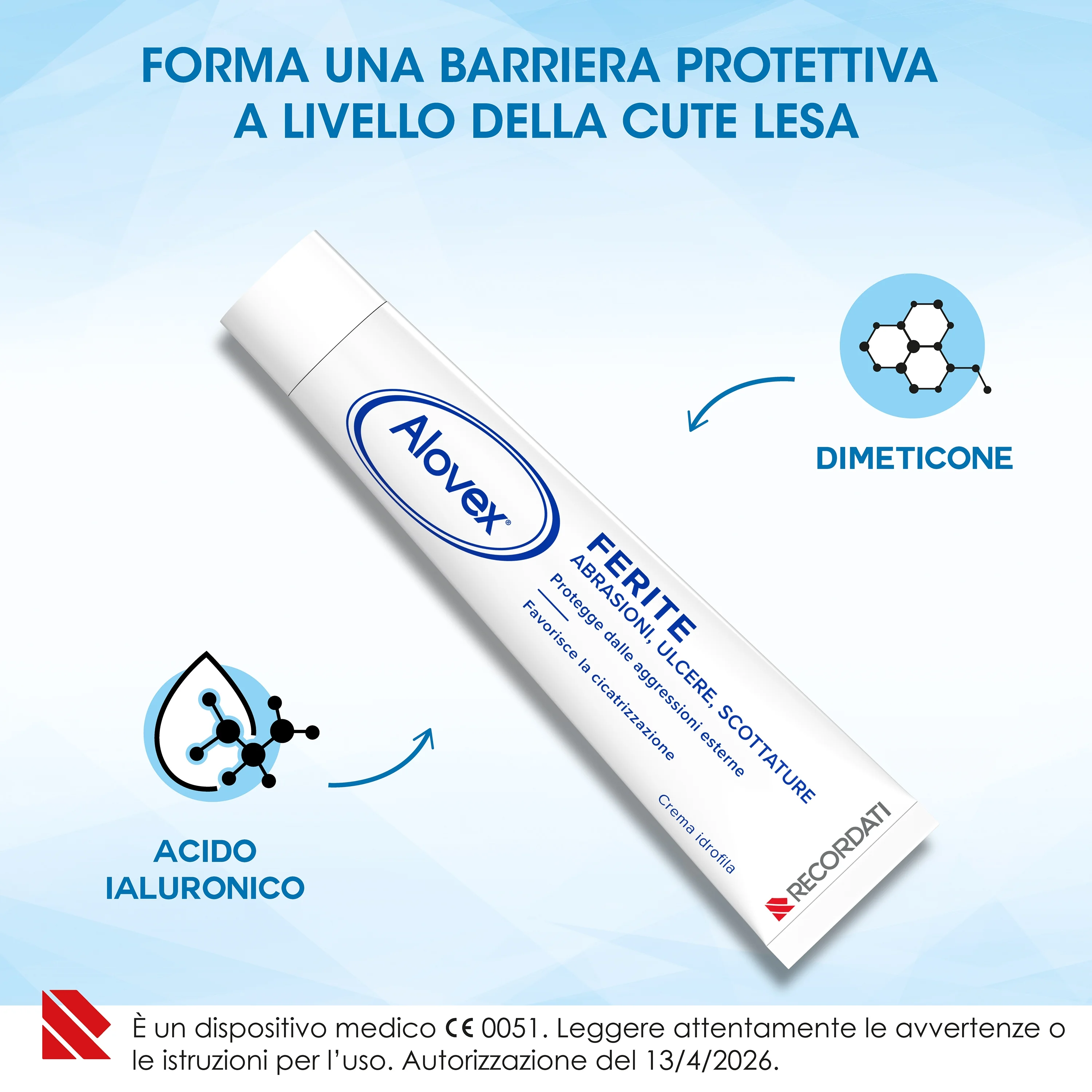 Alovex Ferite Crema Idrofila Abrasioni Ustioni Ulcere 30 ml
