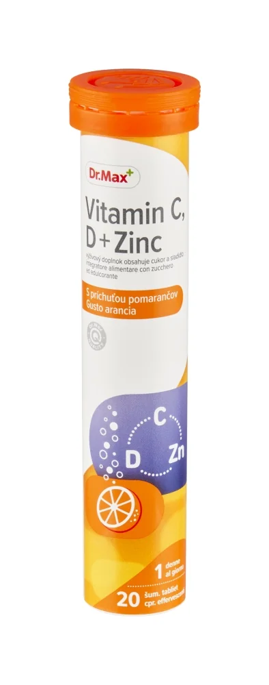 Dr. Max Vitamina C,D+Zn 20 Compresse Effervescenti Supporta il Sistema Immunitario
