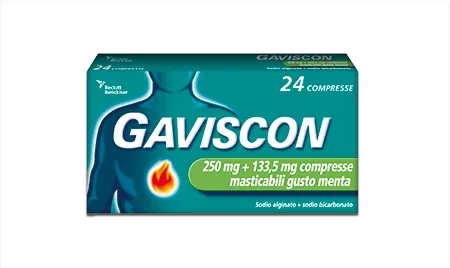 Gaviscon 24 Compresse Gusto Menta 250 + 133,5 mg