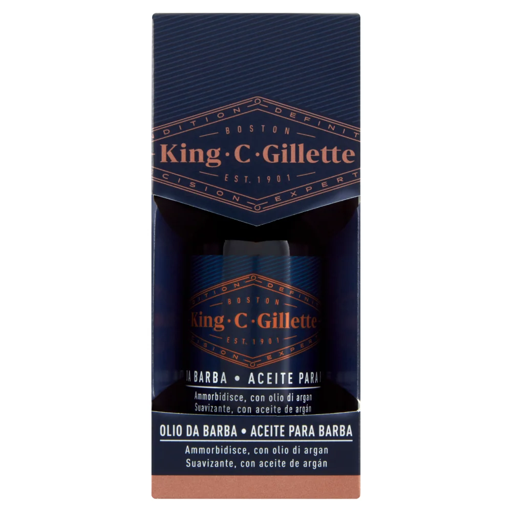 Gillette King Olio Barba 30 ml Olio da Barba per Pelli Sensibili e Peli Disciplinati