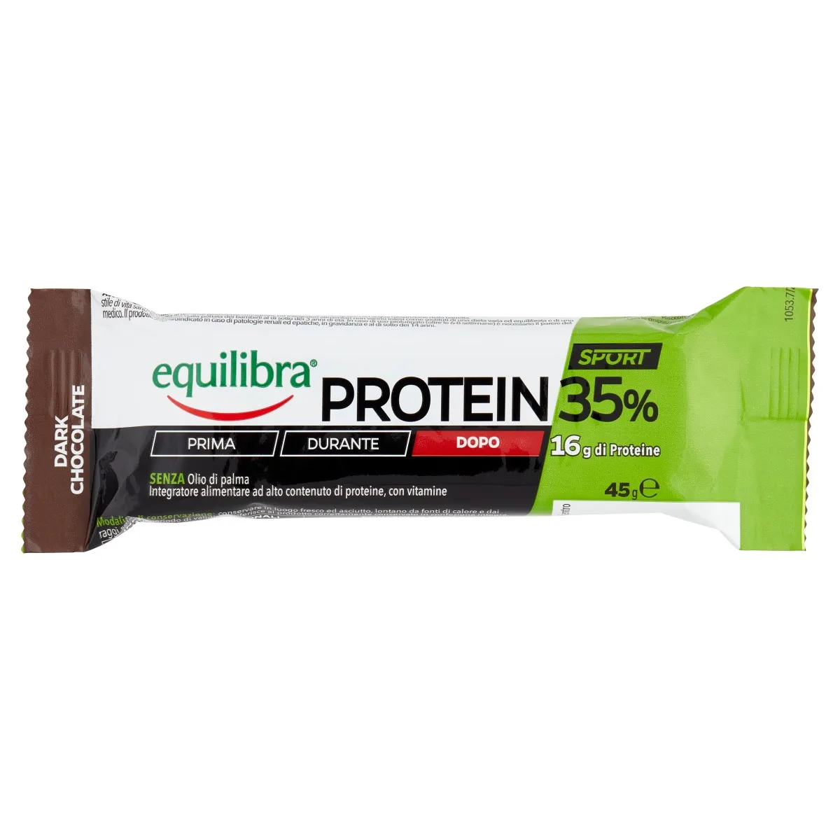 Equilibra Protein 35% Barretta Dark Chocolate Snack ad Alto Contenuto Proteico