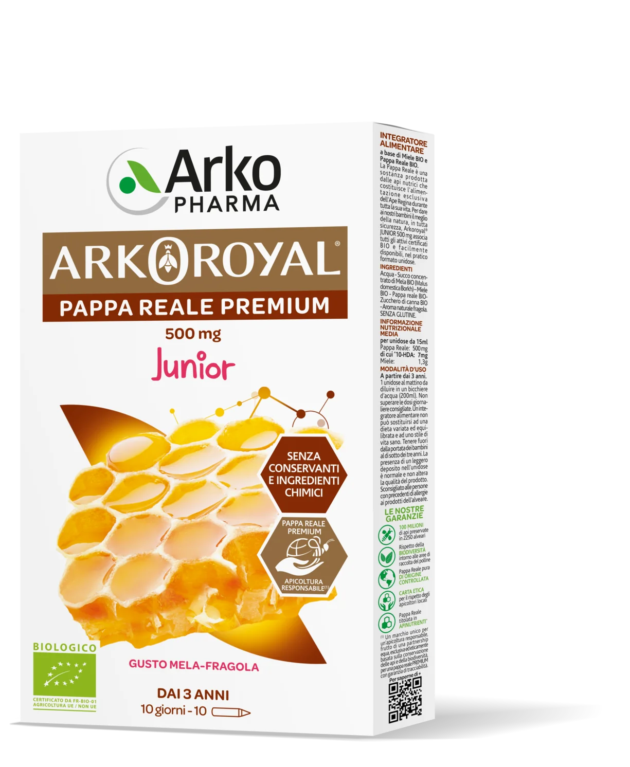 Arkopharma Arkoroyal Pappa Reale Bio 500 mg 10 Flaconcini Integratore Ricostituente Bambini