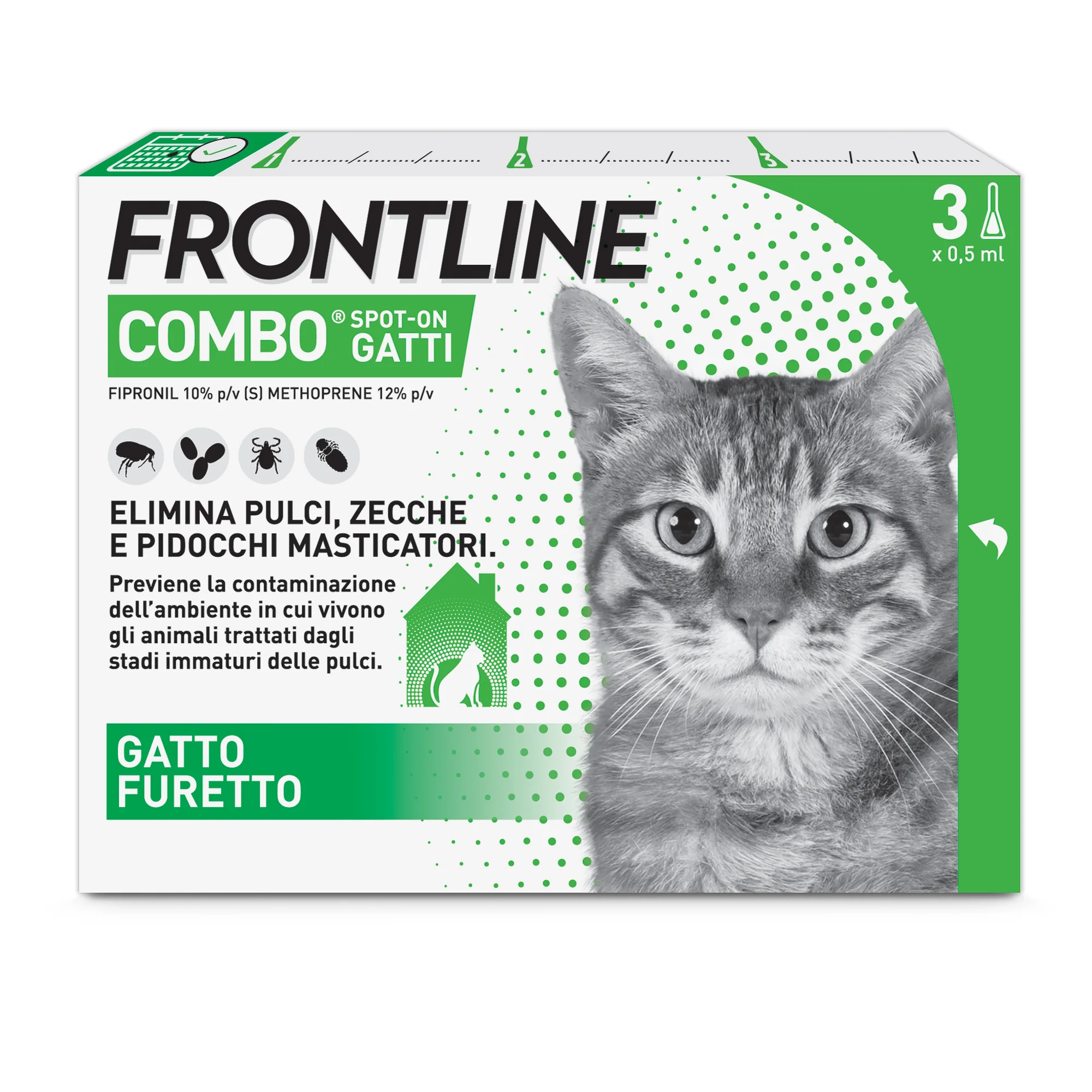 Frontline Combo Gatti X3 Antiparassitario Contro Pulci, Zecche E Pidocchi