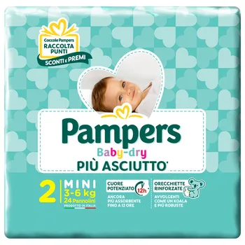 Pampers Baby Dry Mini Pannolini Taglia 2 (3-6 Kg) 24 Pezzi 