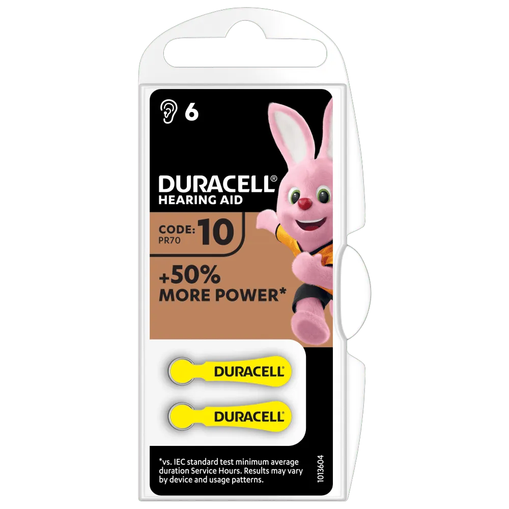 Duracell EasyTab 10 Giallo Batterie Apparecchio Acustico 6 Batterie 