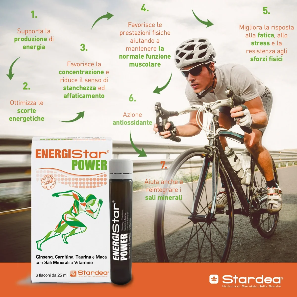 Energistar Power 6 Flaconcini Integratore Energetico