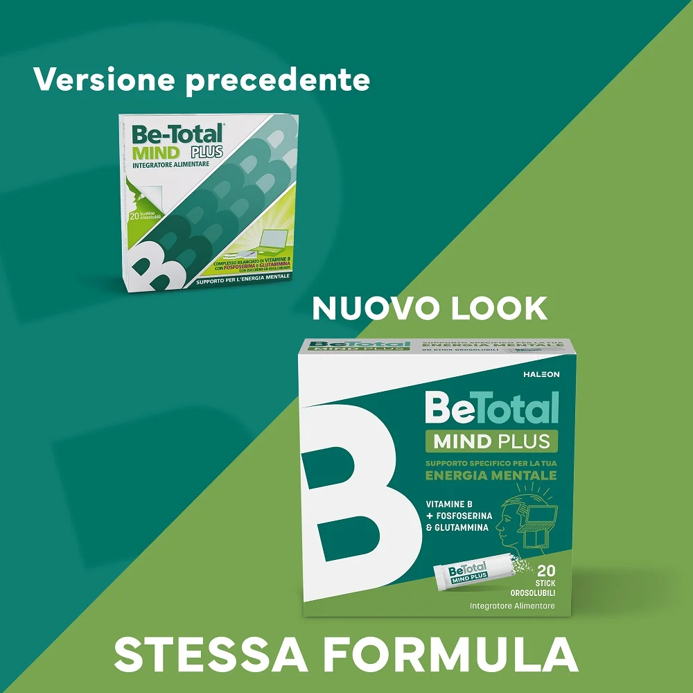 Be-Total Mind Plus 20 Bustine Integratore Alimentare Vitamina B Fosfoserina Glutammina Stanchezza Mentale