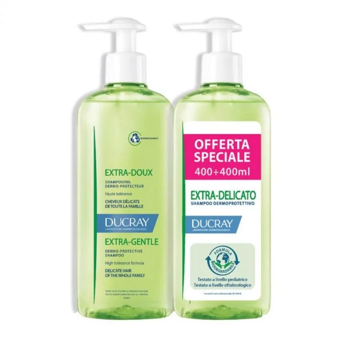 Ducray Extra Delicato Shampoo Detergente 2X400 Ml Pelle Sensibile