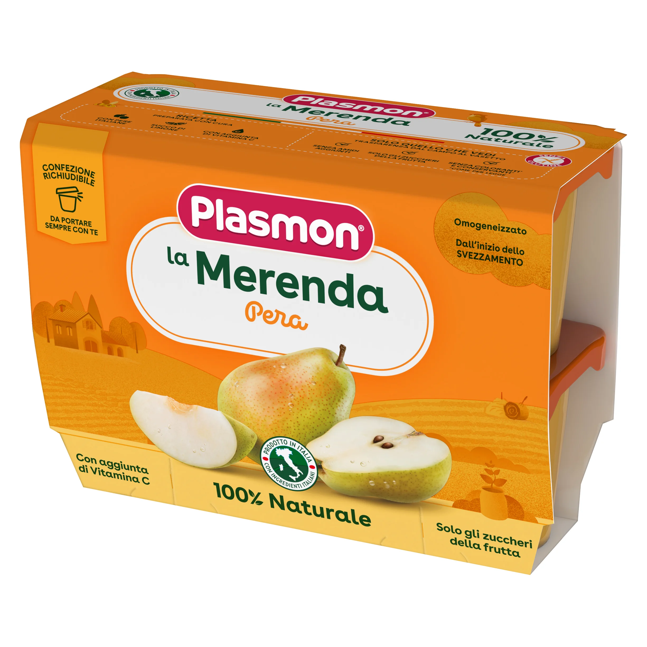 Plasmon Omogeneizzati Di Frutta Sapori Di Natura Alla Pera 4x100 g +4m Alimento per l'infanzia