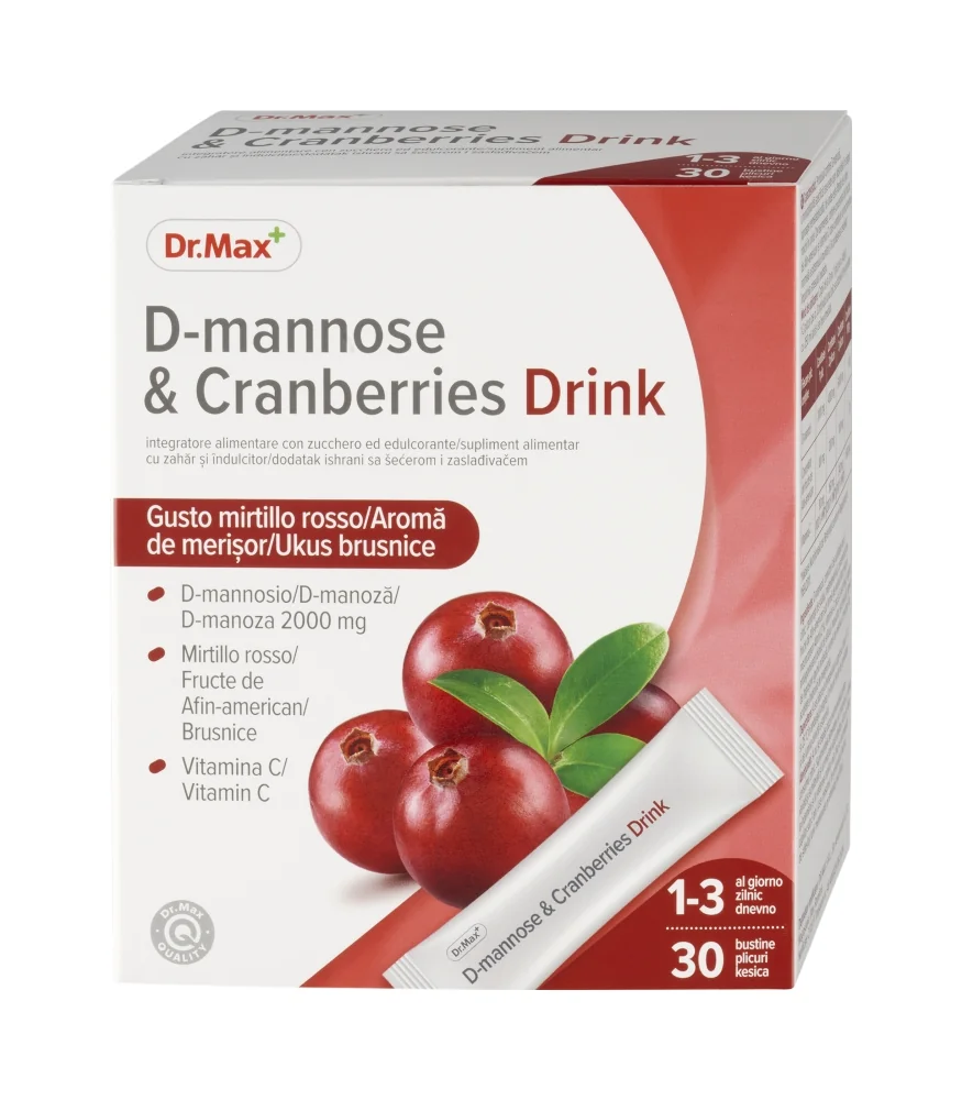 Dr. Max Mirtillo Rosso & D-Mannosio 30 Bustine Benessere Vie Urinarie