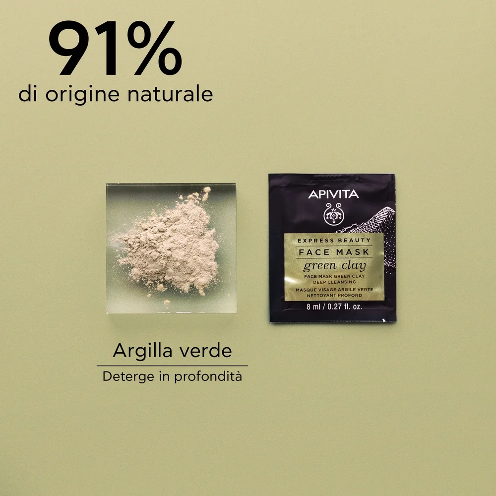 Apivita Express Green Clay 2 X 8 Ml Maschera Viso Detersione