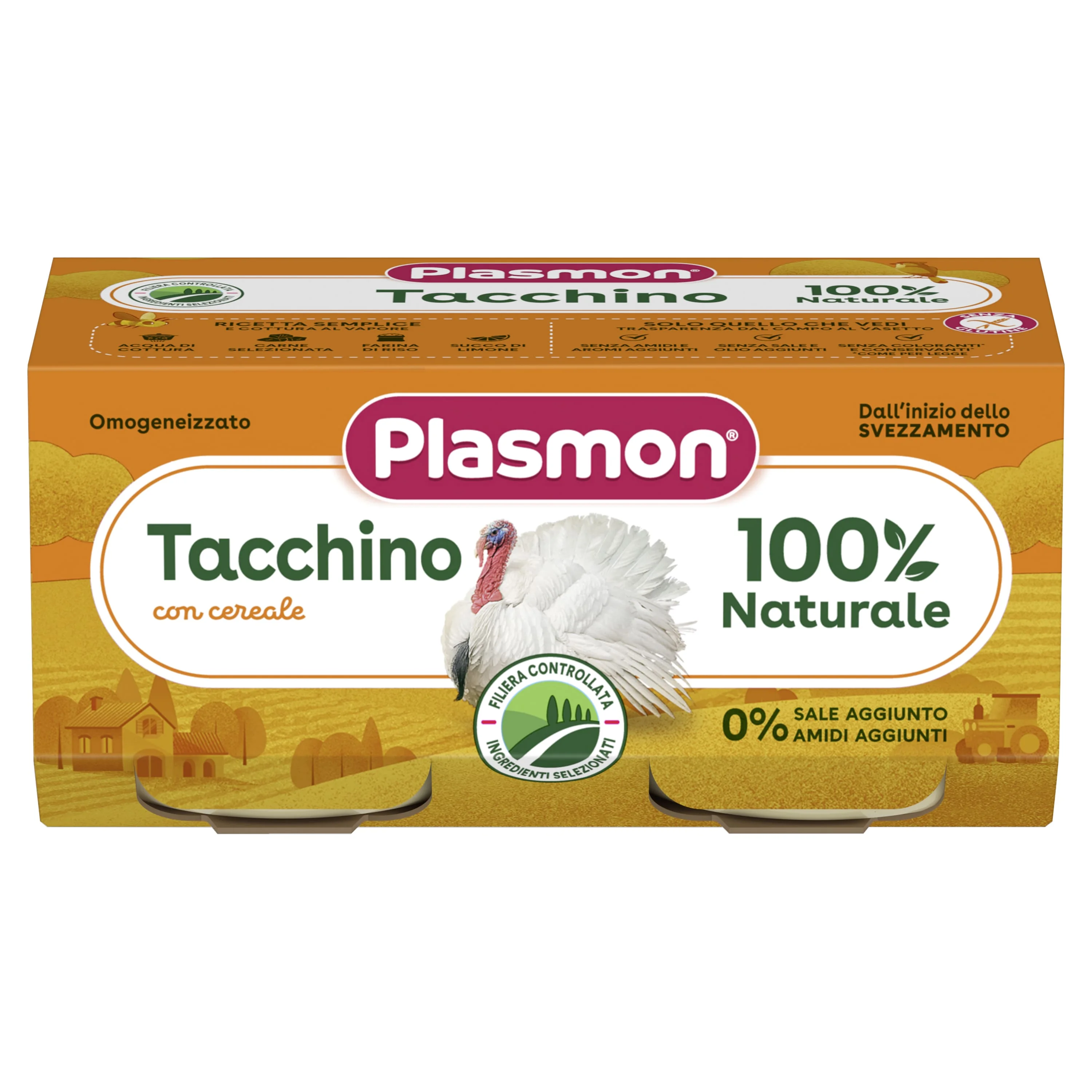 Plasmon Omogeneizzato Tacchino 80Gx2Pz Alimento per Infanzia