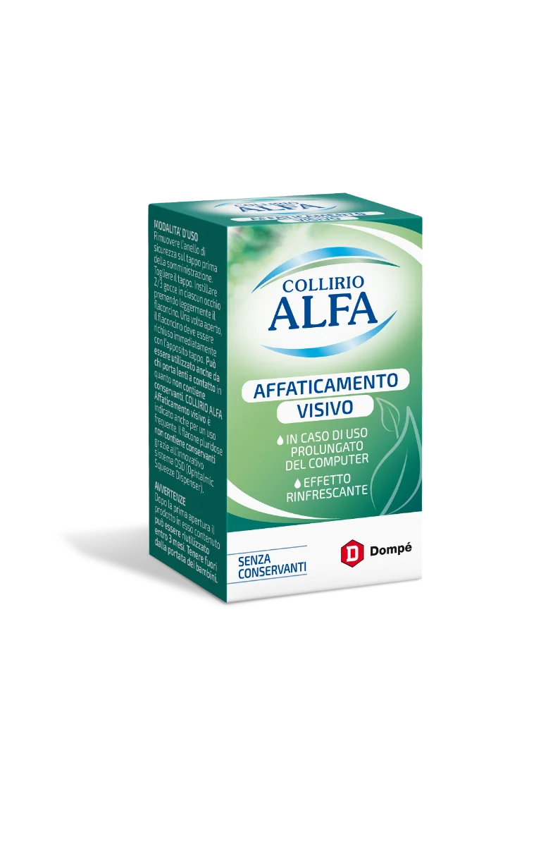 Collirio Alfa Affaticamento Visivo 10 ml Rinfrescante in Caso di Uso Prolungato del Computer