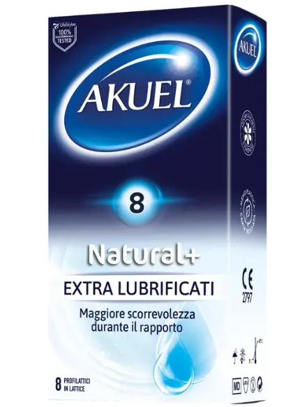 Akuel Natural+ Extralubr 8 Pezzi Maggiore Scorrevolezza