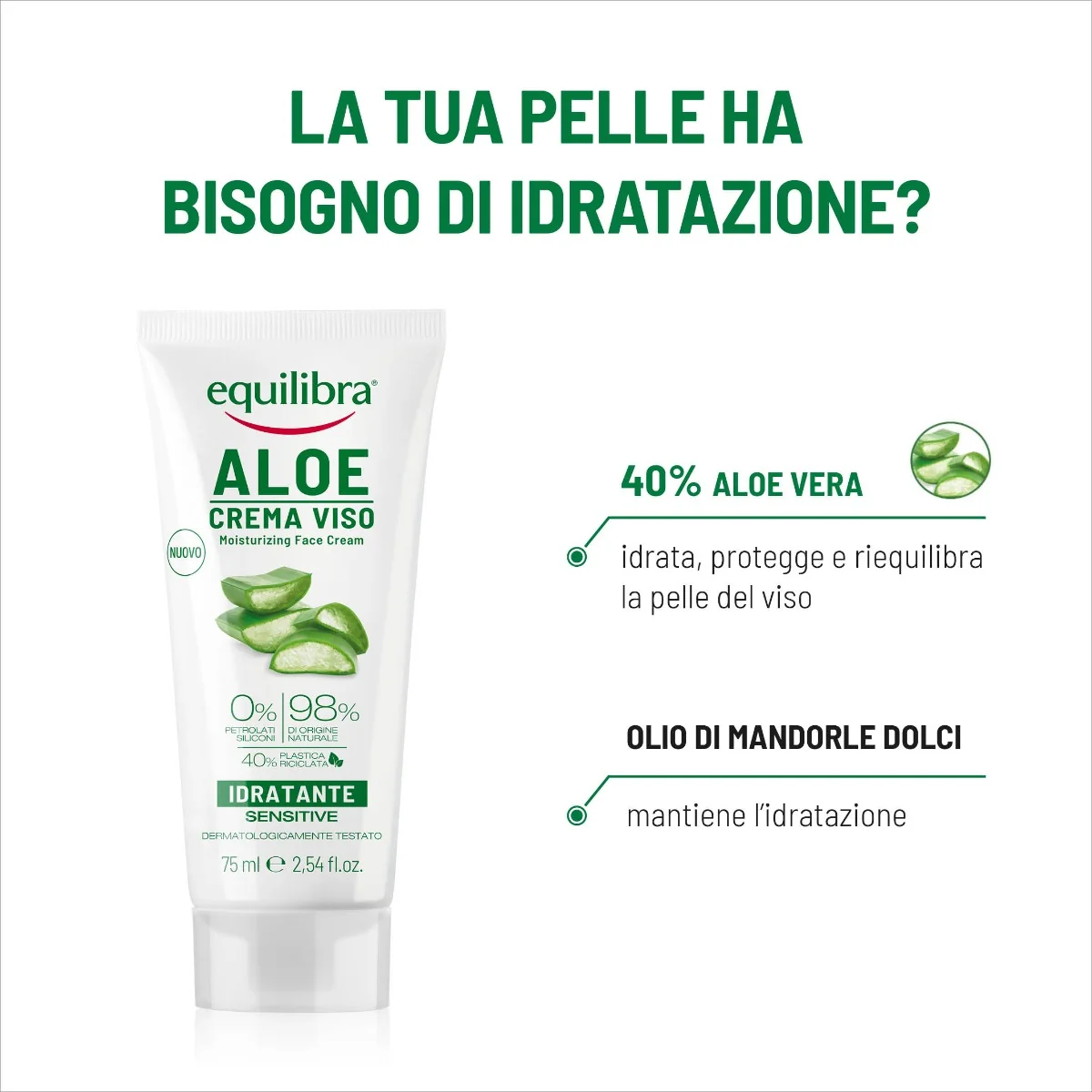 Equilibra Aloe Crema Viso 75 ml Idratante