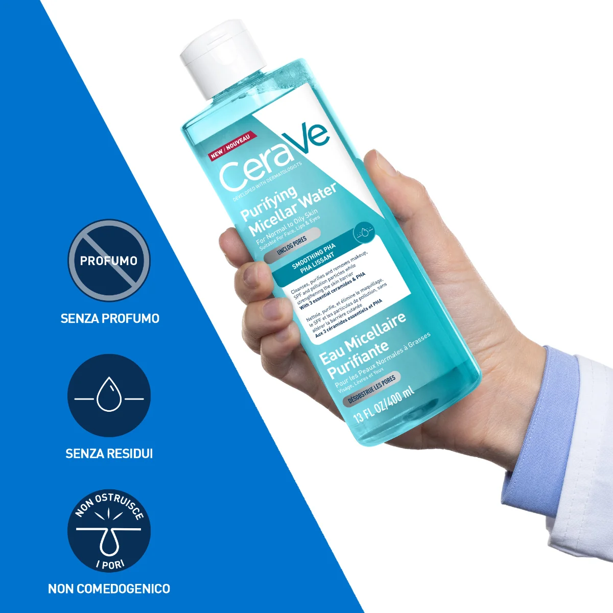 Cerave Acqua Micellare Purificante 400 ml Trattamento Detergente Viso