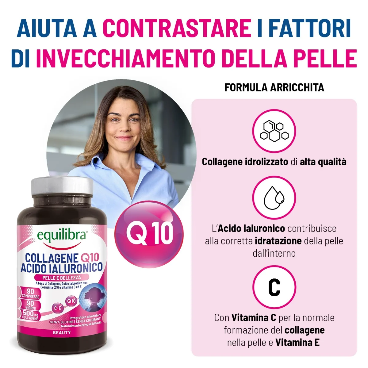 Equilibra Collagene Q10 Acido Ialuronico 90 Compresse Antiage