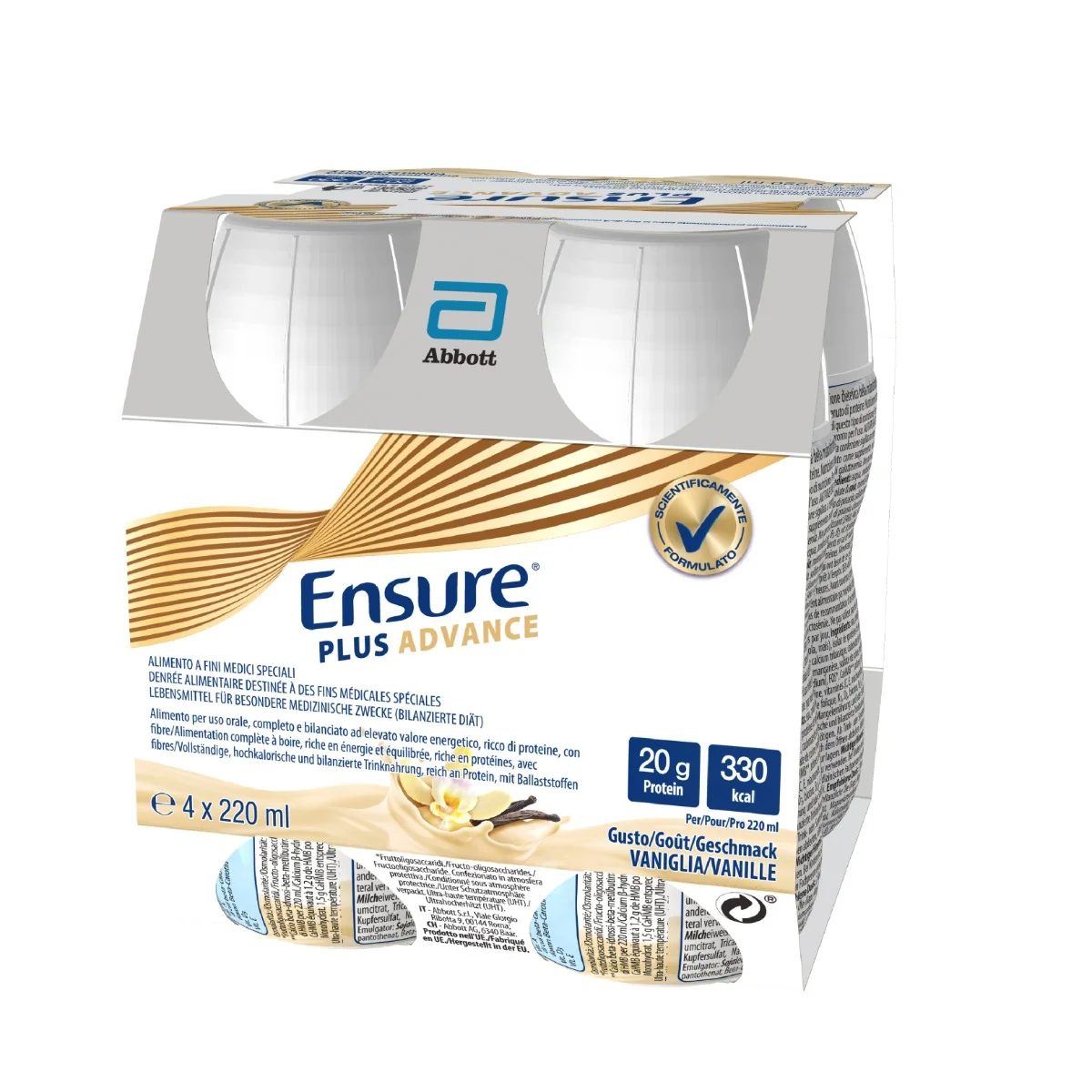 Abbott Ensure Plus Advance Vaniglia 4x220ml Supplemento Nutrizionale Ipercalorico