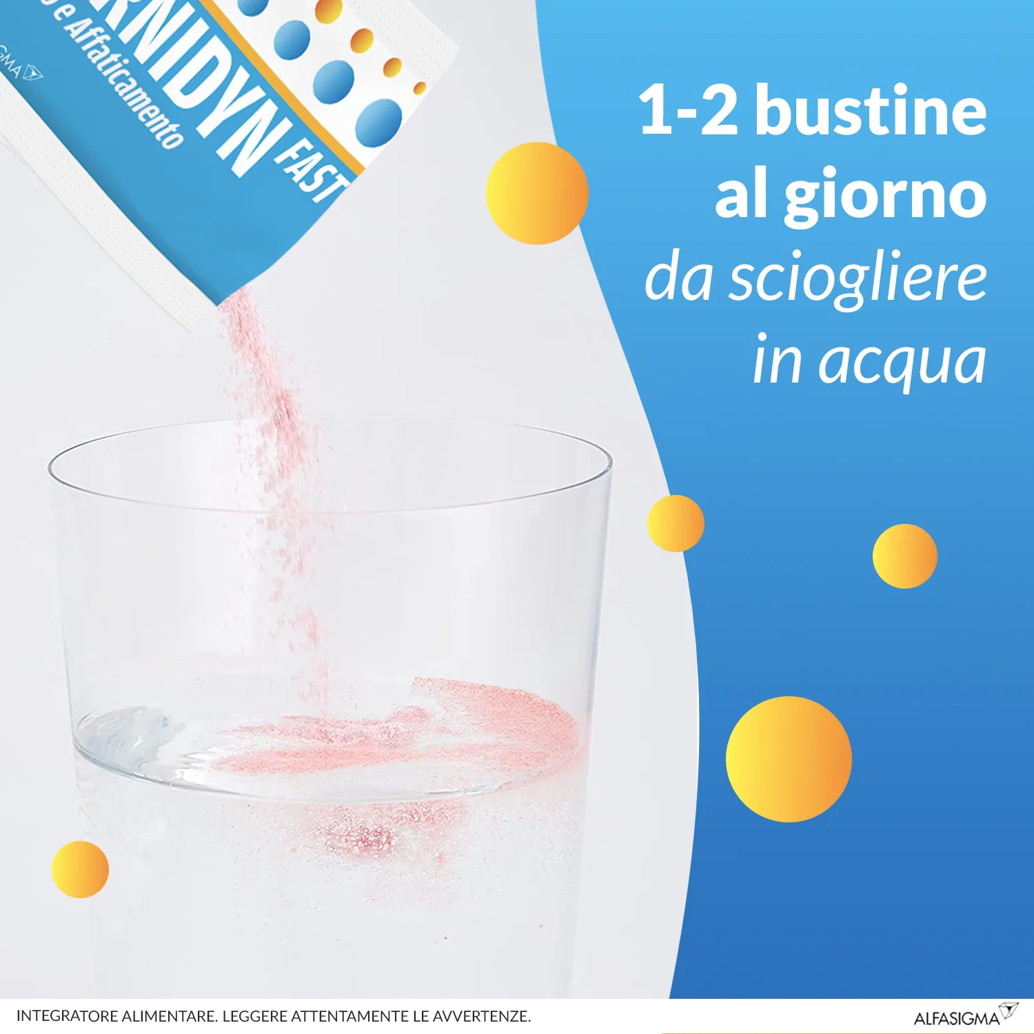 Alfasigma Carnidyn Fast 20 Bustine Integratore Magnesio Potassio e Carnitina
