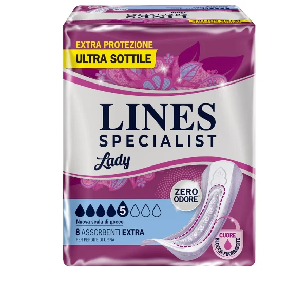 Lines Specialist Lady Extra Farma 8 Pezzi Assorbenti Ipoallergenici