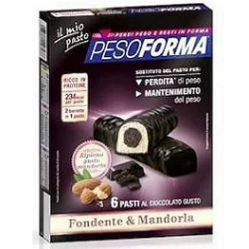 Pesoforma Barrette al Cioccolato Fondente e Mandorla 6 Pasti Barretta Energetica