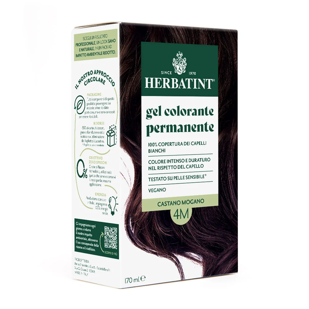 Herbatint Gel Colorante Permanente 4M Castano Mogano 170 Ml Colore Intenso e Duraturo