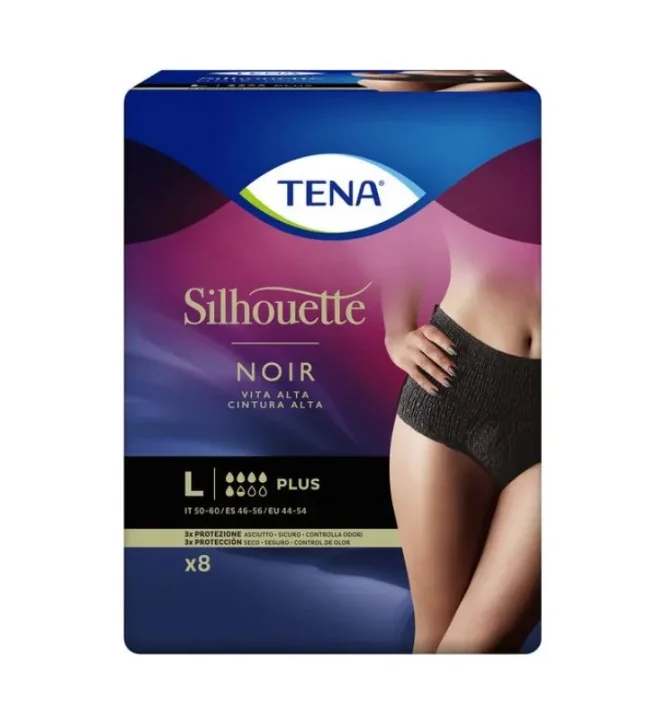 Tena Silhouette Noir L Vita Alta 8 Pezzi Mutadine Assorbenti Colore Nero
