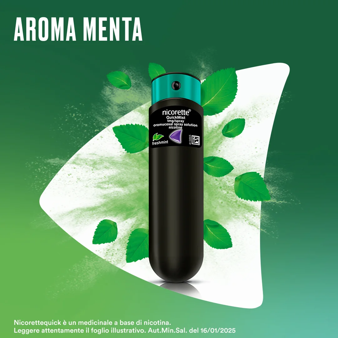 Nicorettequick Spray Per Smettere di Fumare Aroma Menta 150 Dosi Per Alleviare Astinenza da Nicotina
