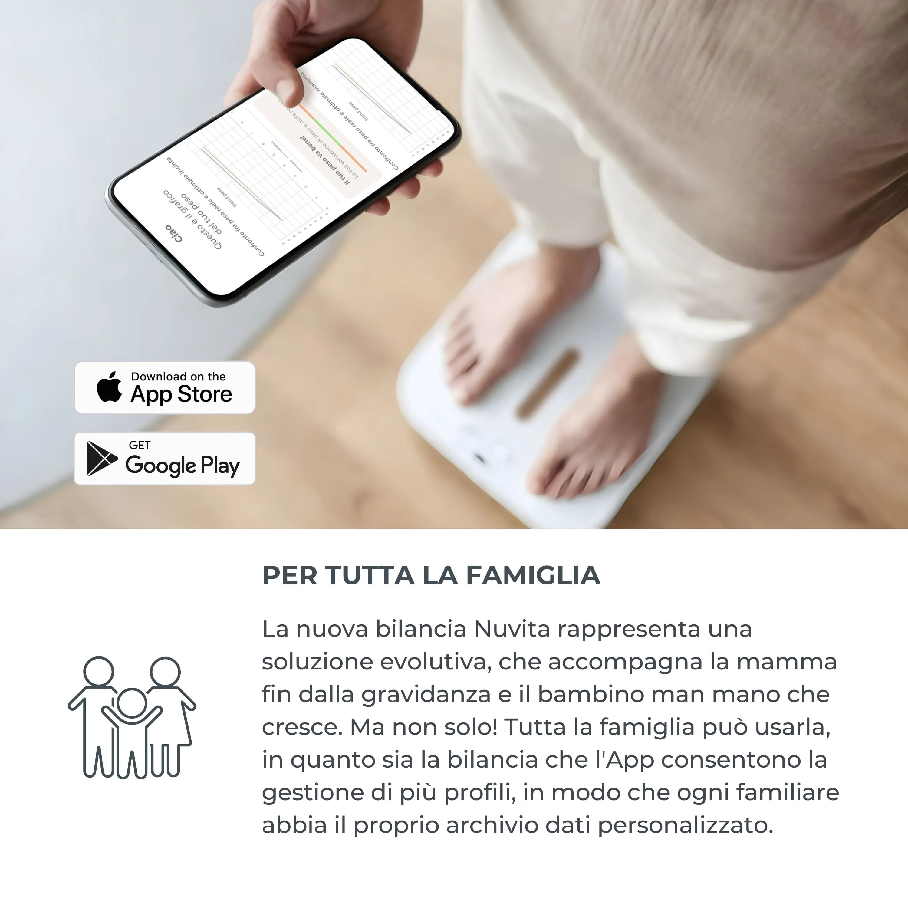 Nuvita Bilancia Digitale Bluetooth Controllo del Peso