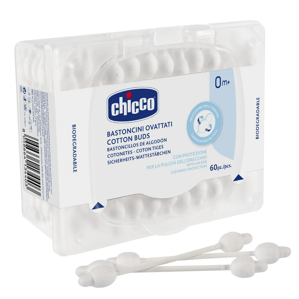 Chicco Bastoncini Ovattati Cotton Fioc 64 Pezzi Igiene Orecchio