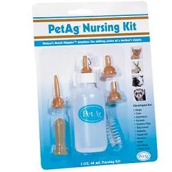 Nursing Kit Biberon Da 60 ml Per Animali + Tettarelle Varie Misure + Scovolino Per Pulizia