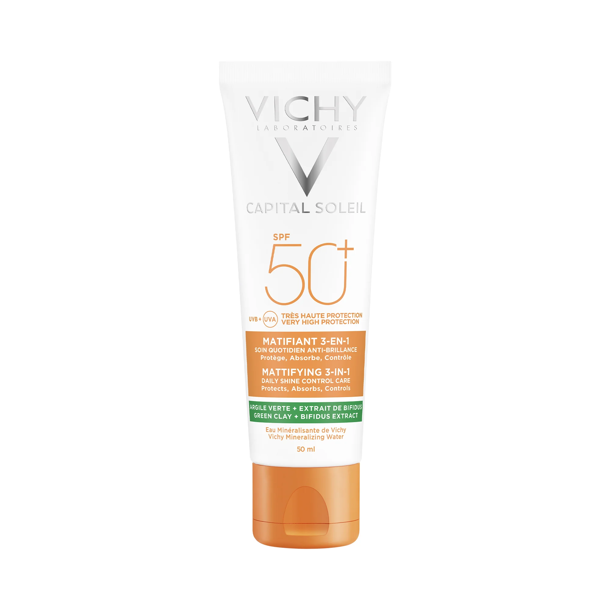 Vichy Capital Soleil Trattamento Opacizzante 3 in 1 SPF50+, 50 Ml Effetto mat