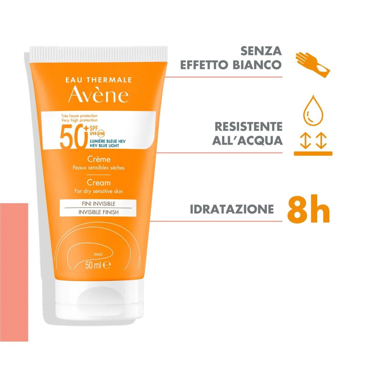 Avène Solaire Crema SPF 50+ 50 ml Per Pelle Secca e Sensibile