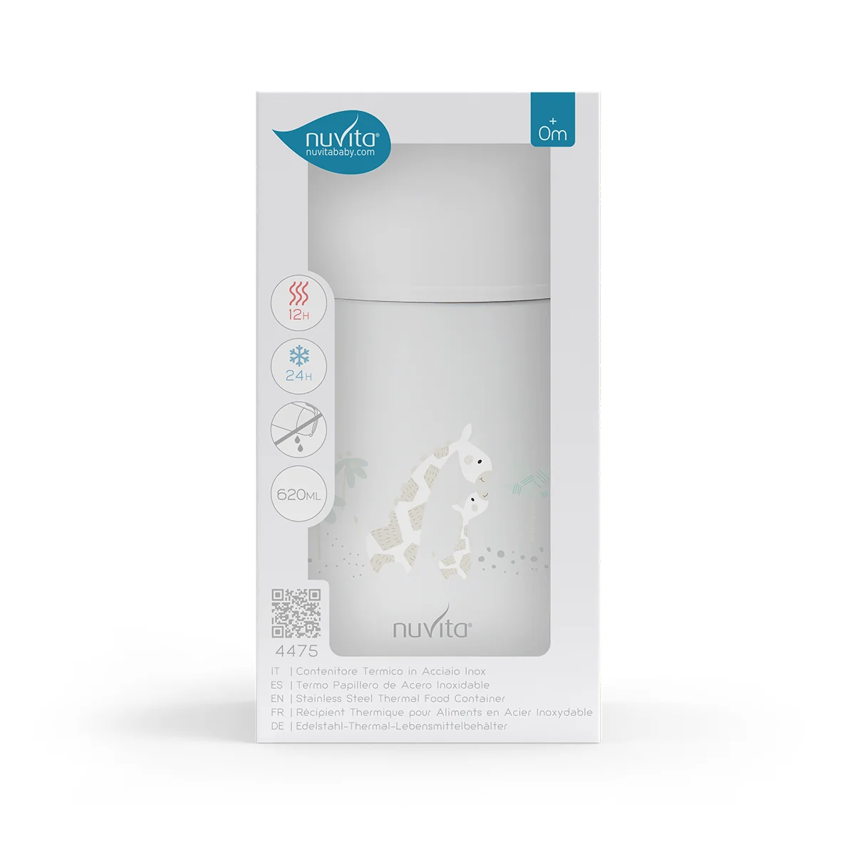Nuvita Contenitore Termico Bianco Cibi Liquidi Solidi 620 ml Con Manico in Silicone