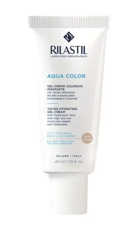 Rilastil Aqua Color Gel-Crema Colorata Idratante Tonalità Light 40 ml Pelle idratata e uniforme