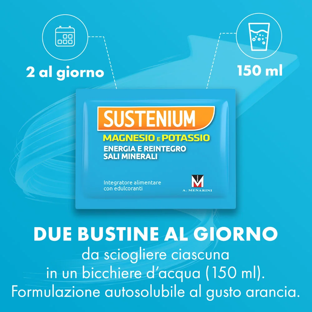 Sustenium Magnesio e Potassio 28 Bustine Contro Stanchezza e Affaticamento