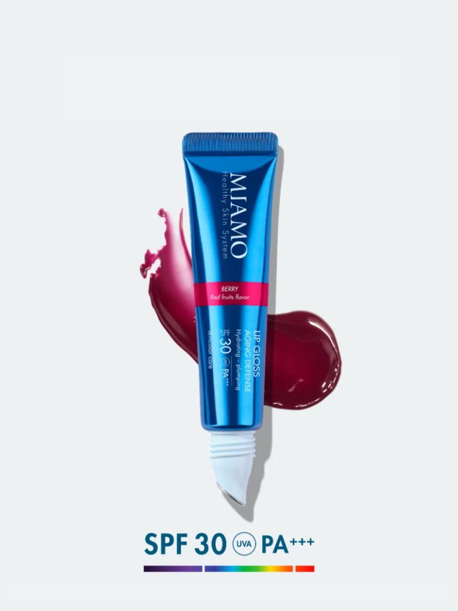 Miamo Skincolor Care Lip Gloss Aging Defense Spf 30+ Berry Red Fruits Flavor 15 Ml