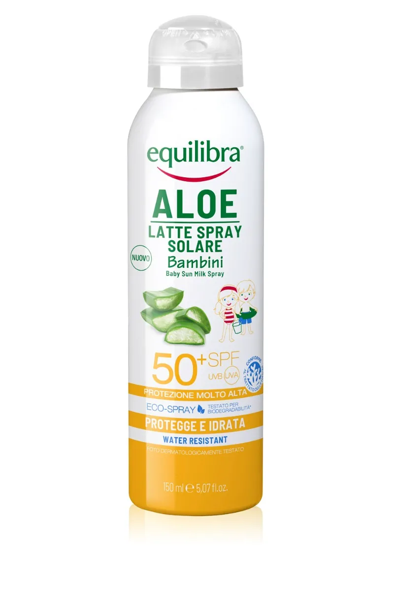 Equilibra Aloe Latte Spray Solare Bimbo 50+ 150 ml Protezione Bambini