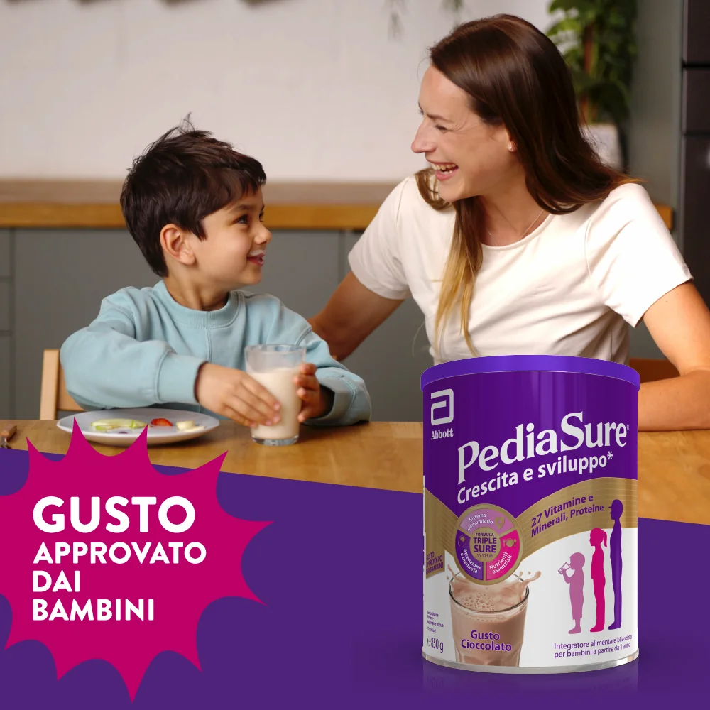Pediasure Crescita E Sviluppo Integratore Multivitaminico Per Bambini Formato 850g Gusto Cioccolato Integratore per la Crescita