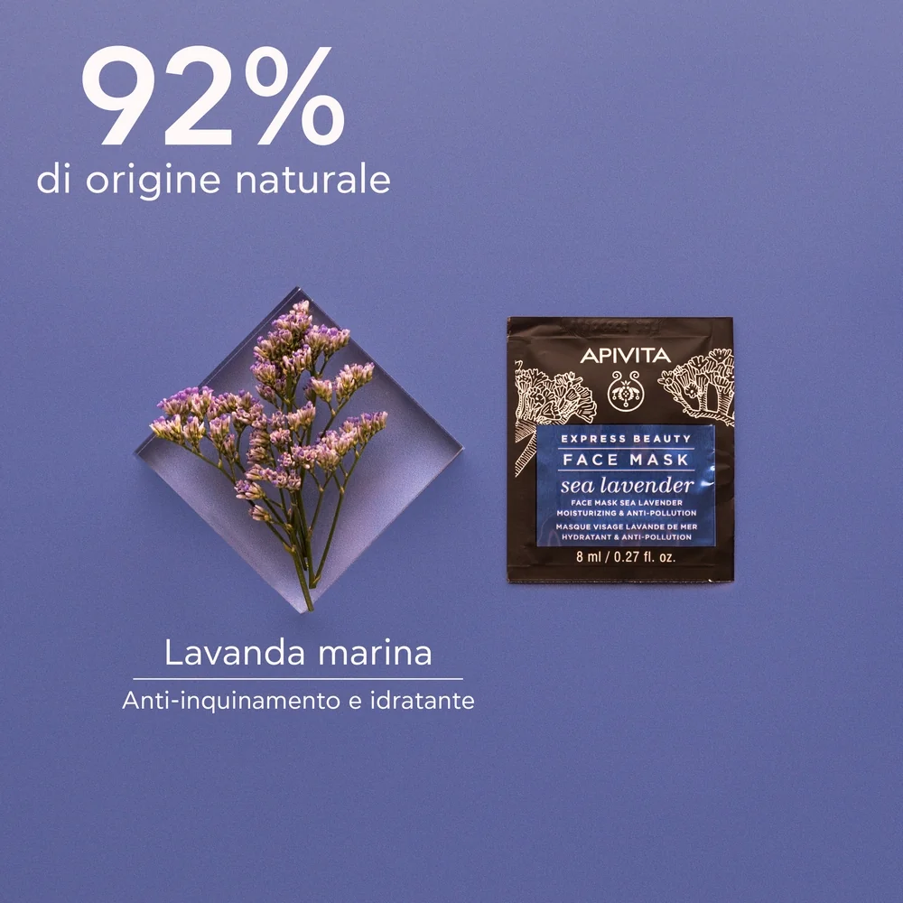 Apivita Express Sea Lavender 2 X 8 Ml Maschera Viso Idratante e Anti-Inquinamento